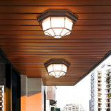 European Style Outdoor LED Flush Mount Ceiling Light Waterproof Aluminum Porch Lamp