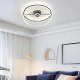 Modern Minimalist Ring LED Bladeless Ceiling Fan with 3 Color Dimming Flush Mount Light