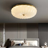 Elegant Copper Glass Petal LED Flush Mount Ceiling Lamp with 3 Step Dimming