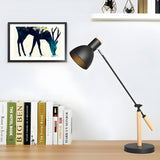 Modern Wood and Iron Adjustable Desk Lamp for Reading and Office Spaces