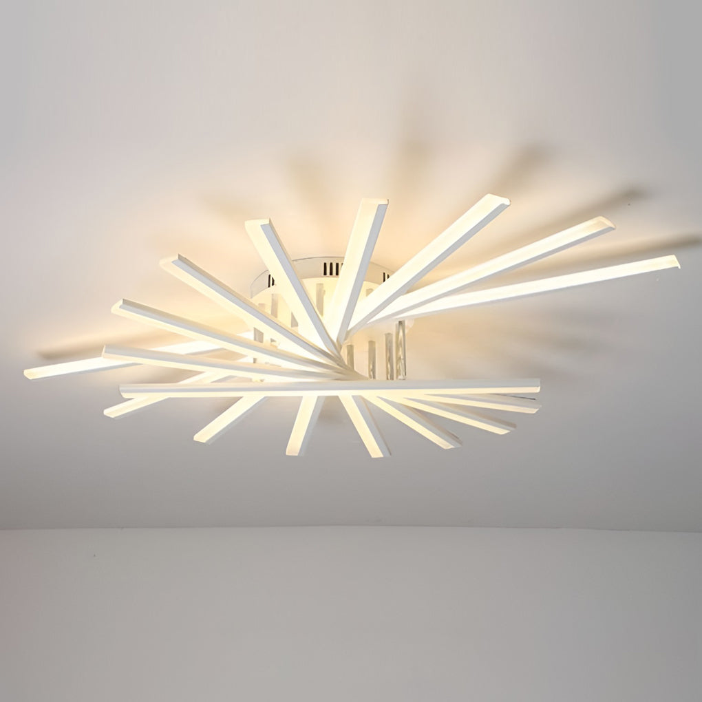 Modern Nordic Creative Strip LED Ceiling Light White Dimmable Flush Mount Chandelier