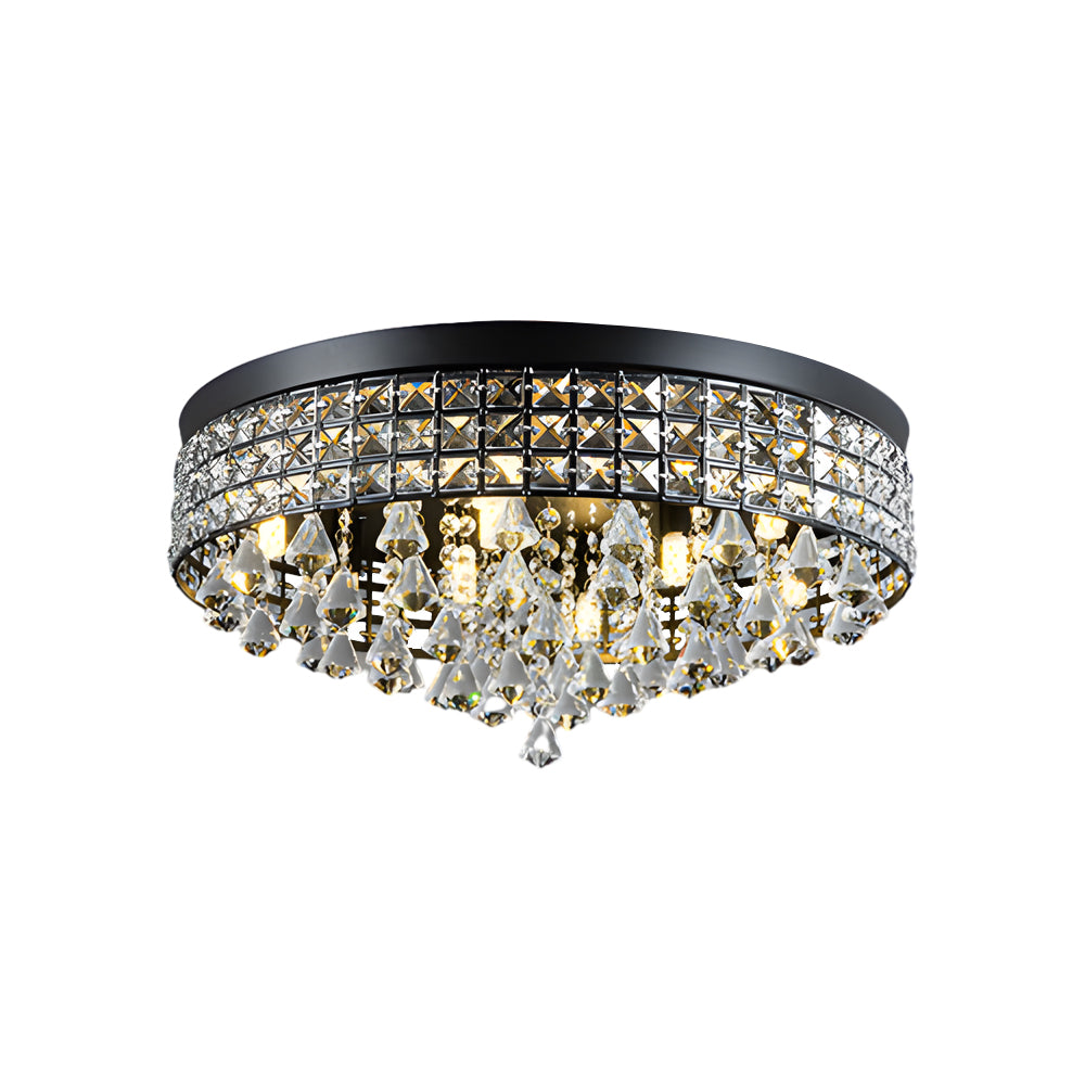 19 Inch Modern Round Crystal LED Ceiling Light Fixture for Living Room Bedroom and Hallway
