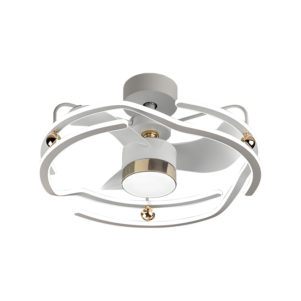 24 Inch Modern Flush Mount Ceiling Fan with Dimmable LED Light and Remote Control
