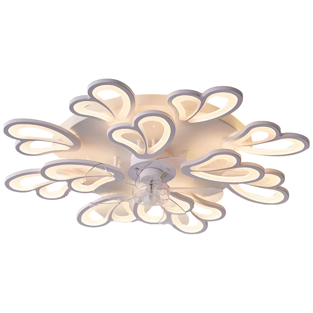 Modern Nordic Flower Shaped LED Ceiling Fan with Three Step Dimming and Timed Shutdown