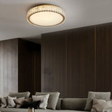 Modern Gold K9 Crystal Flush Mount Ceiling Light Luxury LED Round or Square Lamp with Frosted Shade