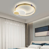Modern Gold Geometric Round LED Ceiling Light with Three Step Dimming Flush Mount Fixture