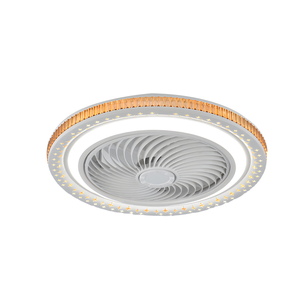 Modern 19.7 Inch Low Profile Bladeless Ceiling Fan with Dimmable LED Light and Remote Control