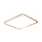 Modern Rectangular LED Flush Mount Ceiling Light Dimmable Gold Geometric Fixture for Living Room
