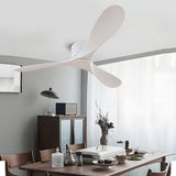 52 Inch Modern White 3 Blade Low Profile Ceiling Fan Flush Mount Indoor Fan Without Light