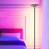 Modern 66 Inch RGB LED Torchiere Floor Lamp with Remote and App Control for Living Room Black