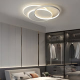 Modern Three Ring White Acrylic LED Flush Mount Ceiling Fixture for Bedroom and Kitchen