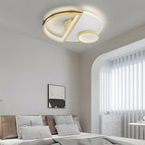 Modern Gold Semicircular LED Ceiling Light with 3 Color Dimming Acrylic Shade Flush Mount