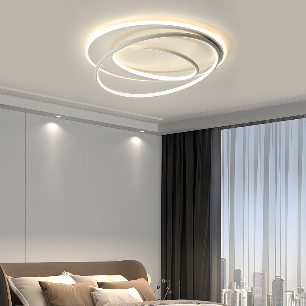 Modern Circular Ring LED Ceiling Light Nordic Style Flush Mount with 3 Step Color Dimming