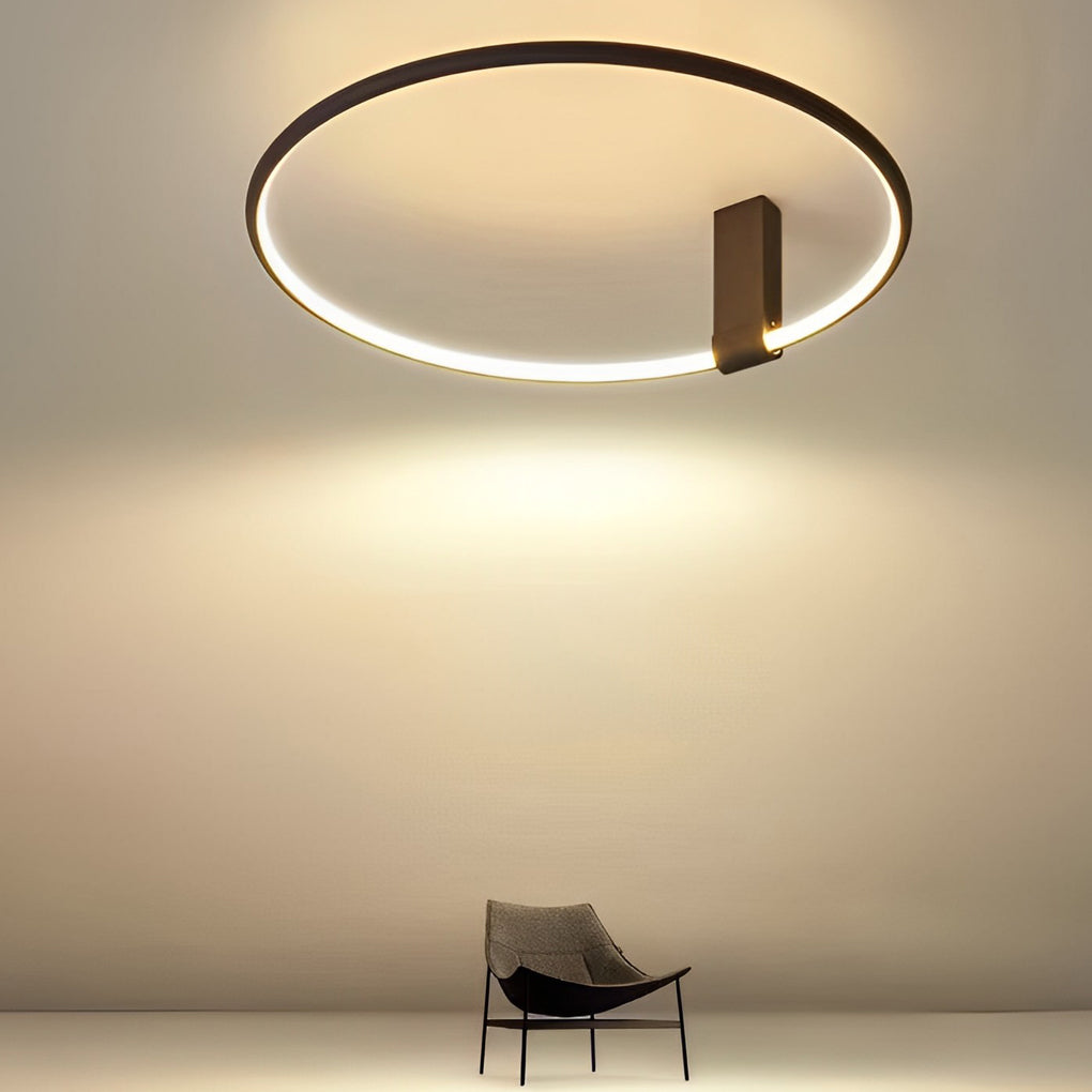 Modern Black Round Adjustable LED Ceiling Light with 3 Step Color Dimming for Bedroom