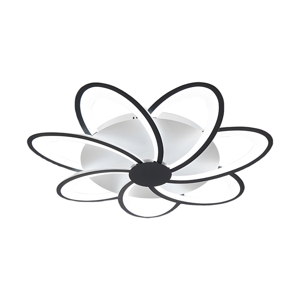 Geometric Flower LED Flush Mount Ceiling Light with Acrylic Petal Design in Black