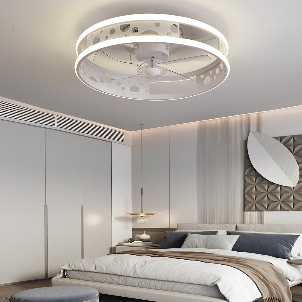 Modern Low Profile Bladeless Ceiling Fan with 3 Color Dimmable LED Light and Remote Control