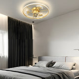 Modern Ginkgo Leaves Decor Flush Mount Ceiling Fan with 3 Color Dimming Light