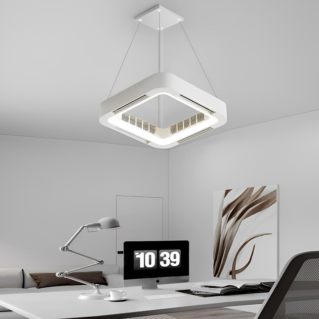 Low Profile Bladeless Ceiling Fan with Dimmable LED Light and Quiet Inverter Motor