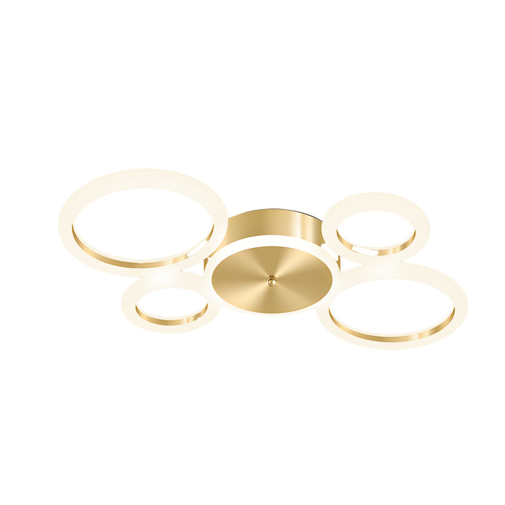 Contemporary Gold LED Flush Mount Ceiling Light Ring Circle Fixture for Living Room Bedroom