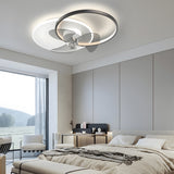 Modern Low Profile LED Ceiling Fan Silent Flush Mount 3 Color Dimming Light