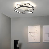 Modern Geometric Black LED Flush Mount Ceiling Light for Bedroom and Dining Area