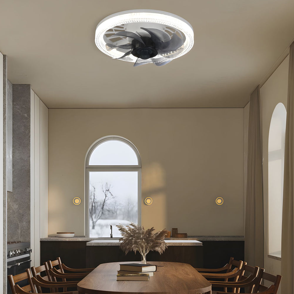 Modern 12.2 Inch Low Profile LED Ceiling Fan with 7 Blades and Remote Control