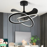Modern Waves Flower Bladeless Ceiling Fan with LED Lighting Mute Timing Nordic Creative Chandelier Fan