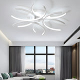 Modern Semi Circle Flower LED Ceiling Light Dimmable White Aluminum Flush Mount Fixture