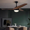 52 Inch Rustic Industrial Ceiling Fan with Wood Finish Blades and 6 Speed DC Motor