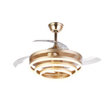Modern Retractable Blade Ceiling Fan with 3 Color LED Light and Remote Control for Living Room