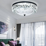 Modern Round Crystal LED Ceiling Light Luxury American Style Flush Mount Lamp with Dimming