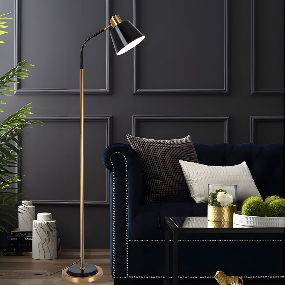 Modern 62 Inch Adjustable Metal Reading Floor Lamp with Rotatable Cone Shade and LED Bulb