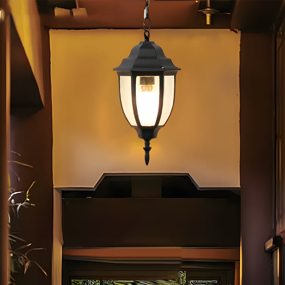 European Style Outdoor Aluminum Pendant Light Waterproof Glass Hanging Chandelier for Garden Porch