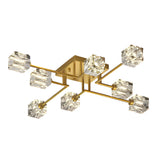 Modern Copper Crystal Cube Ceiling Light Semi Flush Mount for Living Room and Bedroom