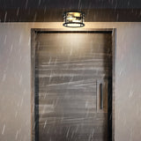 Modern Rustic Black Waterproof Outdoor Flush Mount Ceiling Light for Garden and Terrace