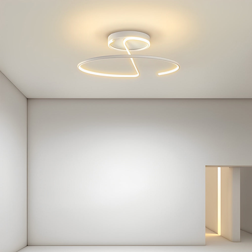 Modern 16 Inch Wire Inspired Round LED Semi Flush Mount Ceiling Light in Black or White