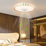 Modern 20 Inch Flush Mount Bladeless Ceiling Fan with Integrated LED Lighting and Remote Control