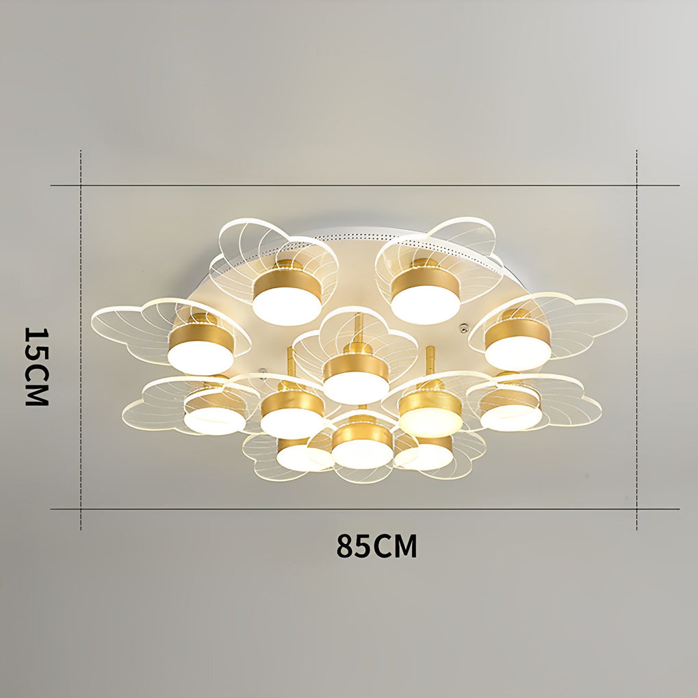 Modern Gold Flower Petal LED Ceiling Light Nordic Flush Mount Fixture for Bedroom and Living Room