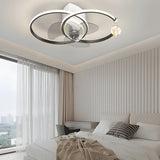Modern 2 Ring LED Ceiling Fan with 3 Color Dimming for Bedroom Living Room Black and Gold