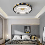 Geometric Circular LED Flush Mount Ceiling Light with Crystal Accents and 3 Step Dimming
