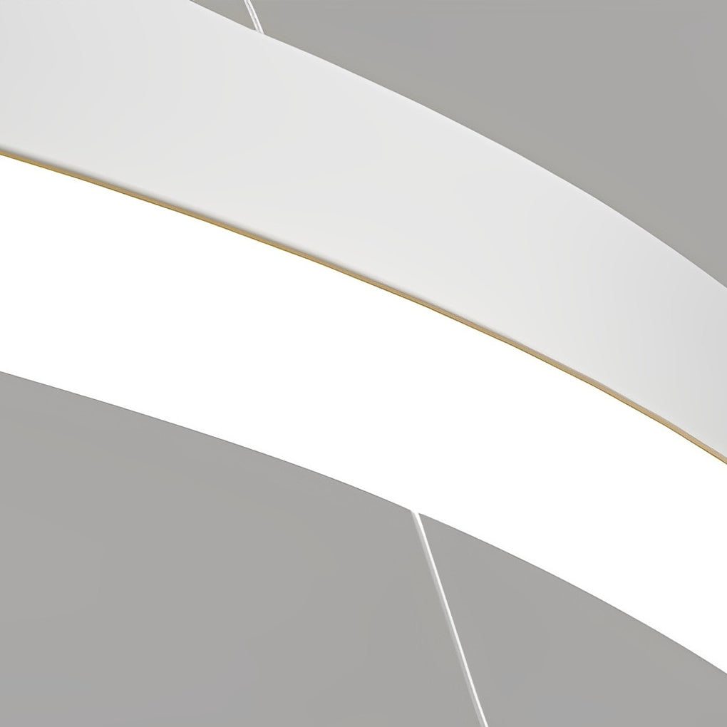 Modern White Circular Rings LED Chandelier with 3 Step Dimming and Adjustable Lighting