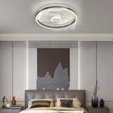 Modern Low Profile Flush Mount Ceiling Fan LED Round Acrylic Wave Decor 3 Color Dimming