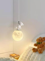 3D Moon and Animal Pendant Light for Kids Nursery Room Decorative Ceiling Hanging Lamp