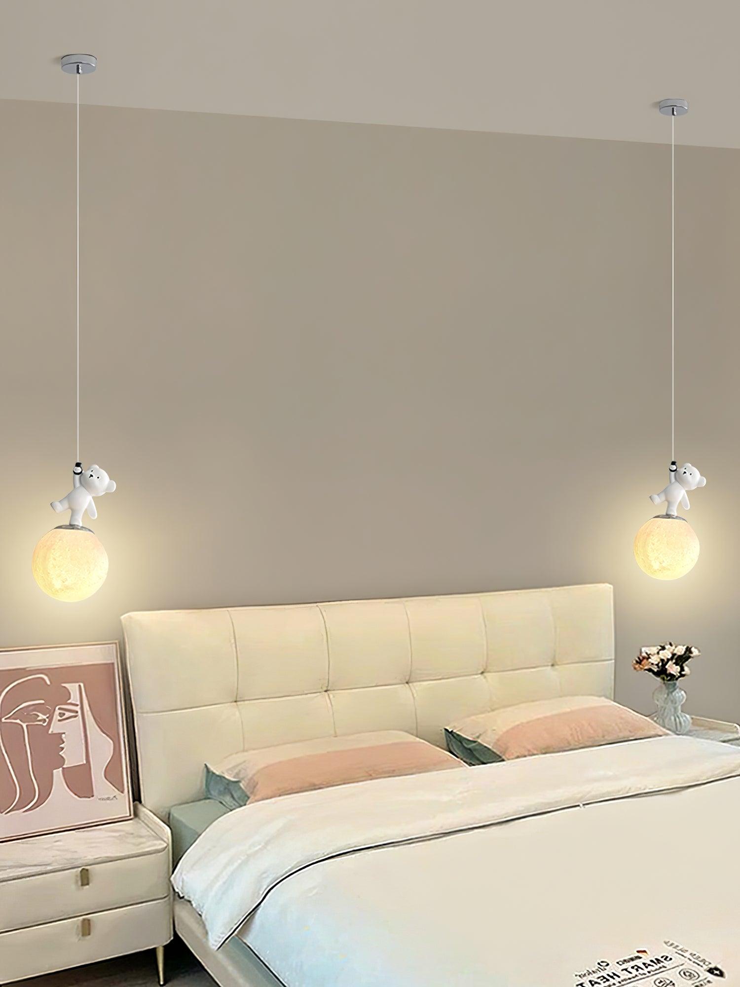 3D Moon and Animal Pendant Light for Kids Nursery Room Decorative Ceiling Hanging Lamp