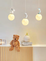 3D Moon and Animal Pendant Light for Kids Nursery Room Decorative Ceiling Hanging Lamp
