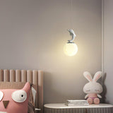 3D Moon and Animal Pendant Light for Kids Nursery Room Decorative Ceiling Hanging Lamp