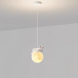 3D Printed Sleeping Bear Moon Pendant Light for Kids Bedroom and Nursery Animal Hanging Lamp