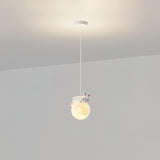 3D Printed Sleeping Bear Moon Pendant Light for Kids Bedroom and Nursery Animal Hanging Lamp