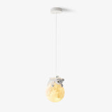 3D Printed Sleeping Bear Moon Pendant Light for Kids Bedroom and Nursery Animal Hanging Lamp