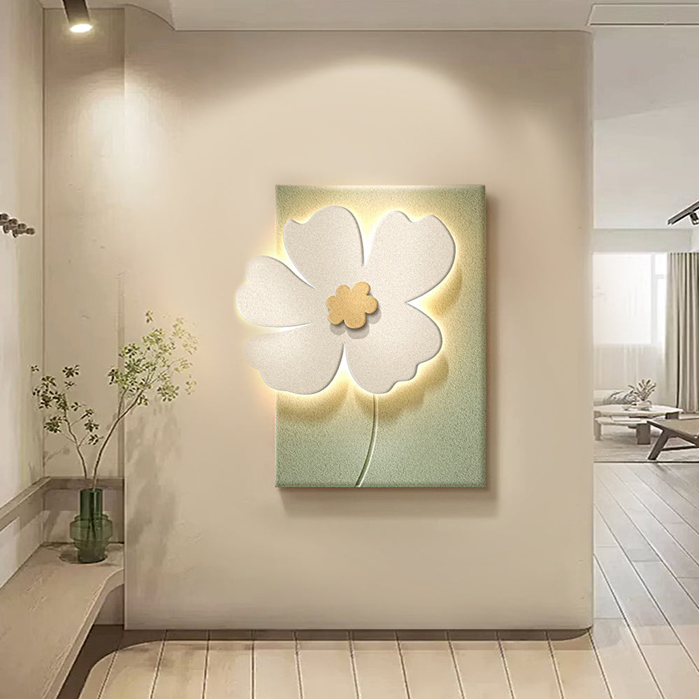 3D Sandstone Flower LED Wall Art Decorative Painting with USB and Remote Control